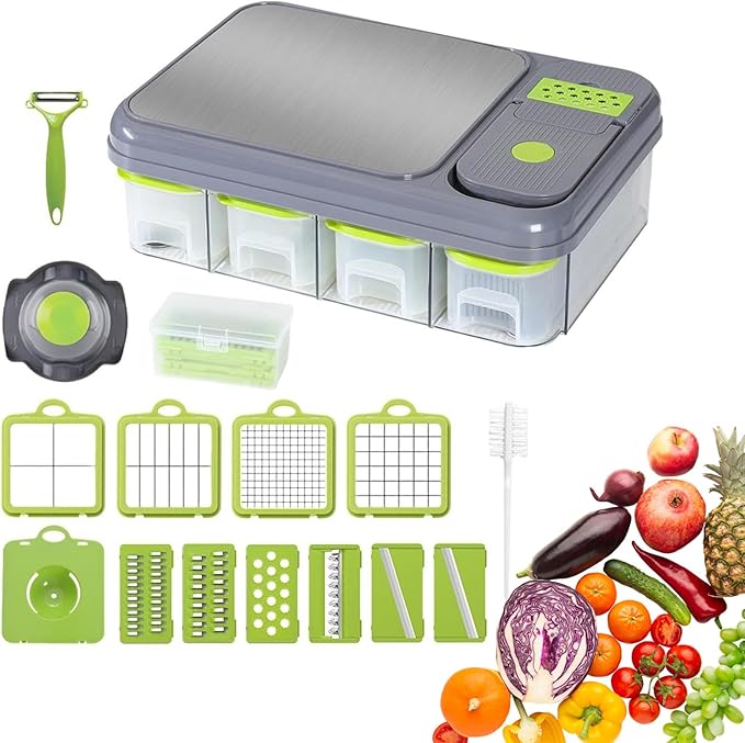 28-Pcs Vegetables Cutter & Slicer with Cutting Board and Storage Drawers