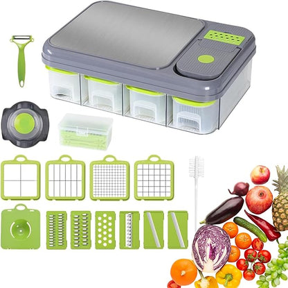 28-Pcs Vegetables Cutter & Slicer with Cutting Board and Storage Drawers