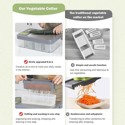 28-Pcs Vegetables Cutter & Slicer with Cutting Board and Storage Drawers