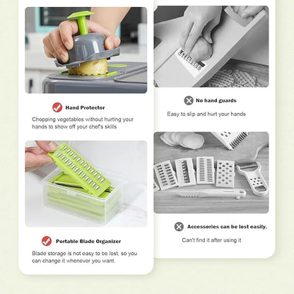 28-Pcs Vegetables Cutter & Slicer with Cutting Board and Storage Drawers