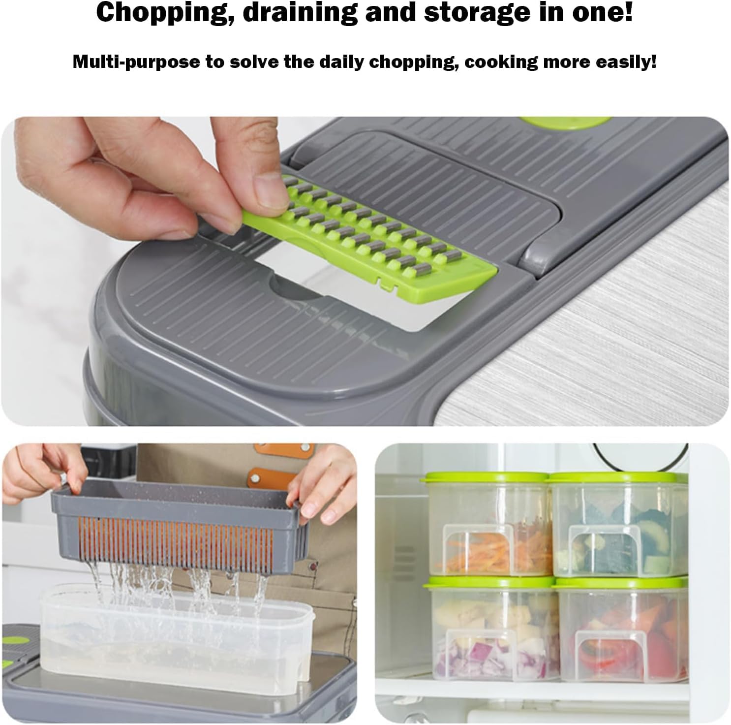 28-Pcs Vegetables Cutter & Slicer with Cutting Board and Storage Drawers
