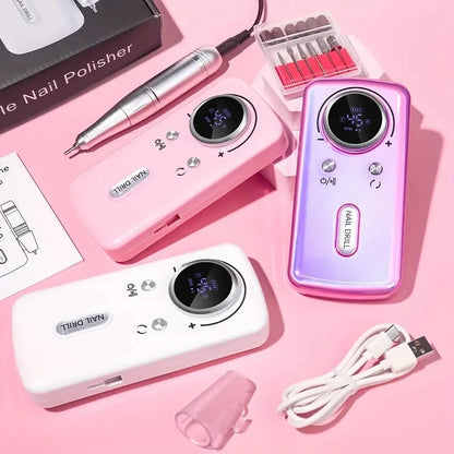 6pcs-Portable Nail Drill Electric File 45000RPM Professional Rechargeable Nail Sander Cordless Nail Drill for Acrylic Nails Remo