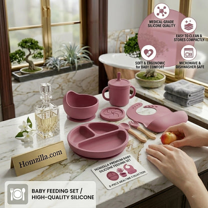 8pcs Silicone Baby Feeding Set