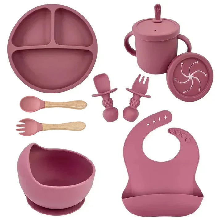 8pcs Silicone Baby Feeding Set