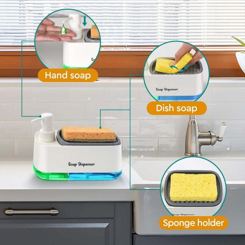 Soap & Detergent Dispenser 2 in 1 with Sponge Holder