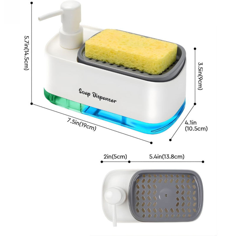 Soap & Detergent Dispenser 2 in 1 with Sponge Holder