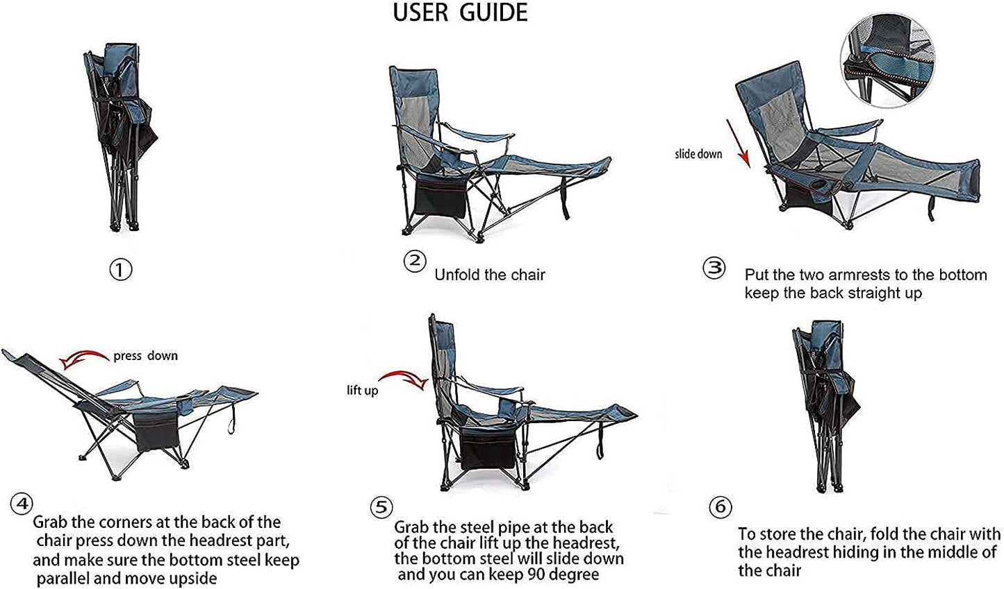 Outdoor Camping Folding Reclining Chair Portable Lightweight Easy to Carry