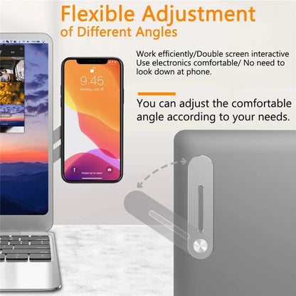 Magnetic Foldable Laptop Side Phone Holder | Adjustable Mobile Mount Stand for Dual Screen Setup