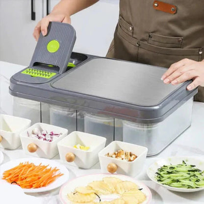 28-Pcs Vegetables Cutter & Slicer with Cutting Board and Storage Drawers